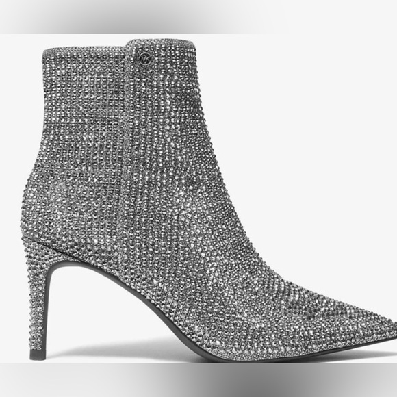 MICHAEL KORS Alina Flex Bootie Glitter High Heel Ankle Zippered Sz 7.5 - Picture 1 of 6